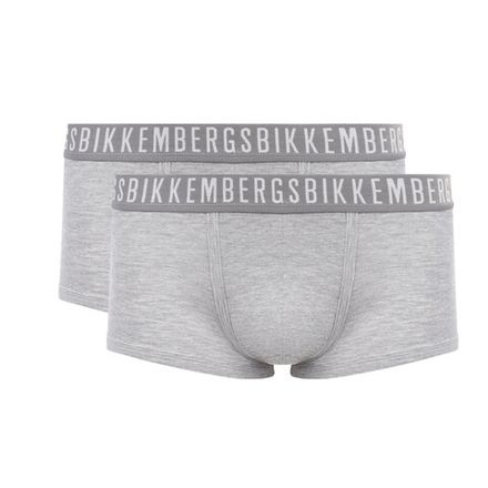 Мужские трусы хипсы серые набор 2 в 1 Bikkembergs CLASSIC BKK1UTR02BI/2
