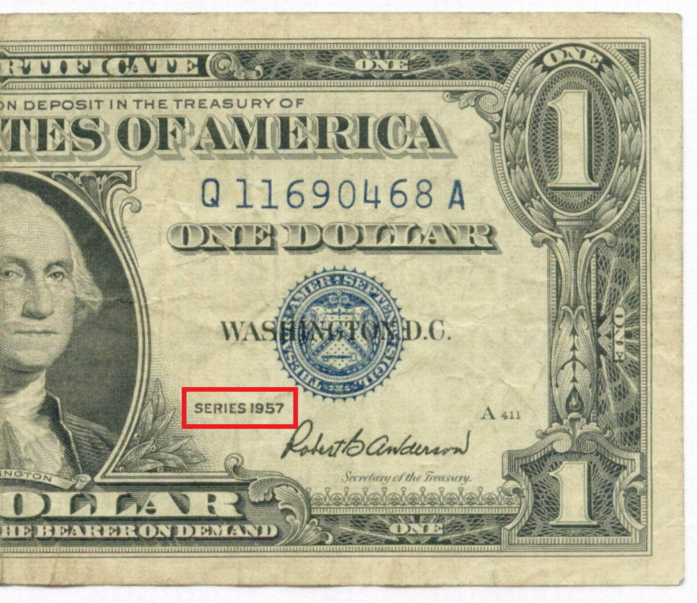 Банкнота США 1 доллар (серебряный сертификат) 1957 Q 11690468 A. F-VF