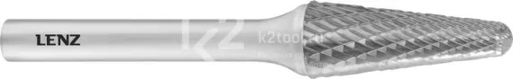 Борфреза твердосплавная LENZ форма L (конус с закругленной головкой), 6х18х6х50 мм, насечка №3, без покрытия, арт. LZBL 020 N3