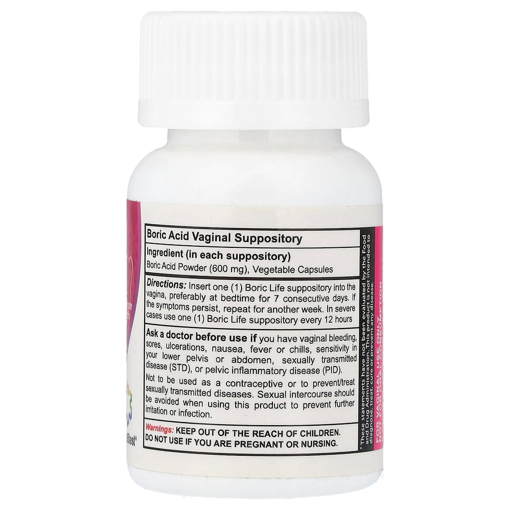 NutraBlast, Boric Life, борная кислота, 600 мг, 14 вагинальных свечей