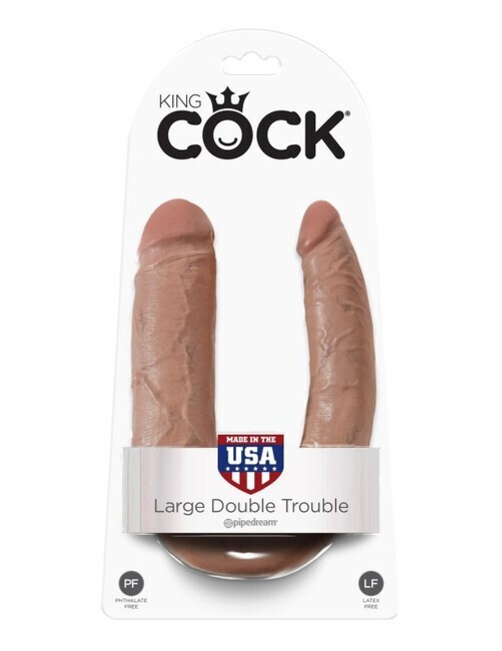 Фаллоимитатор двухголовый большой загорелый King Cock U-Shaped Large Double Trouble (Цвет: телесный)