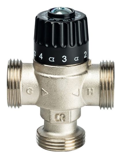 Термостатический смесительный клапан Stout 1" НР 30-65 °С, KV 2,3 м3/ч центральное смешивание