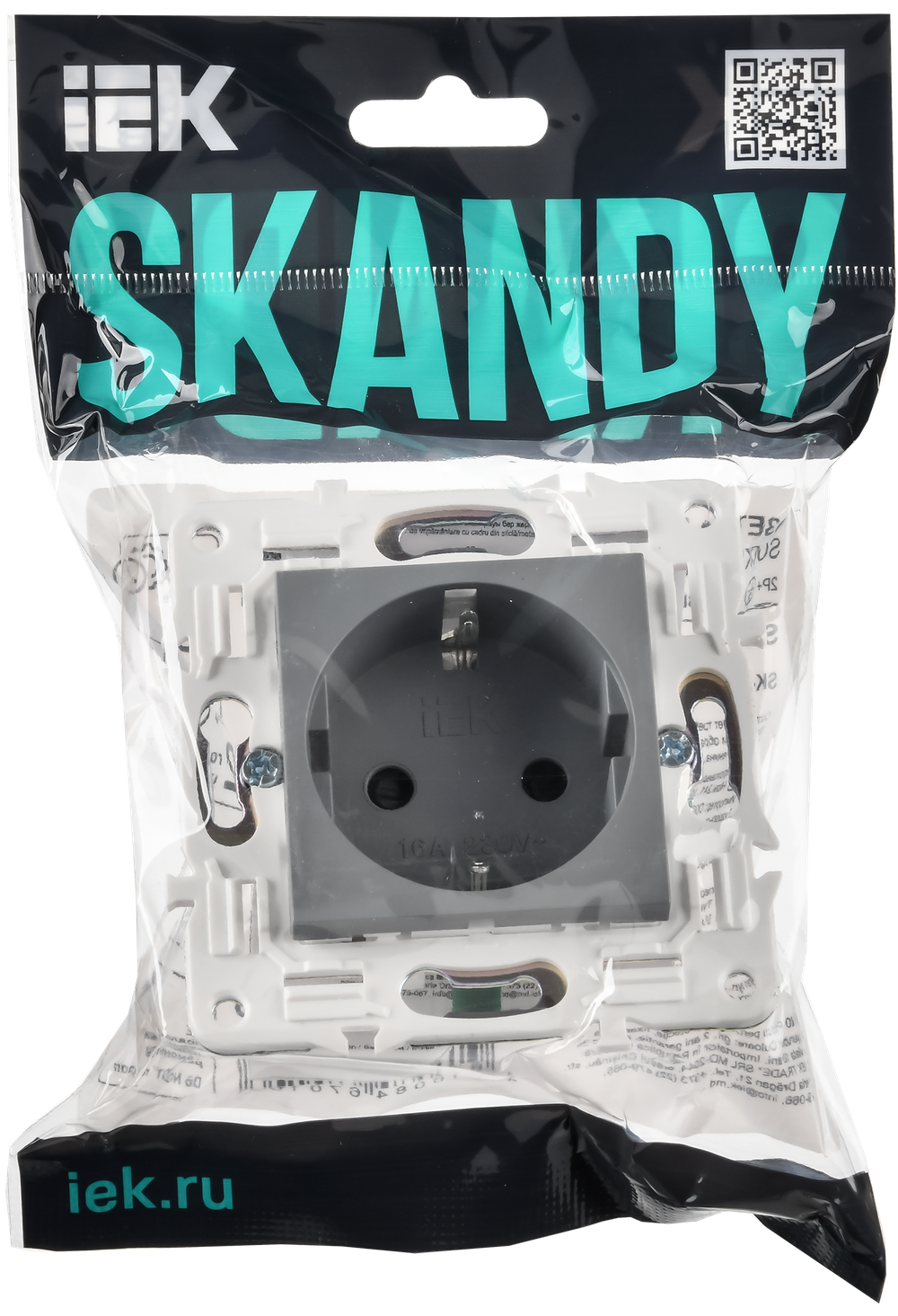 SKANDY Розетка с заземлением с защитными шторками 16А SK-R04Gr серый IEK