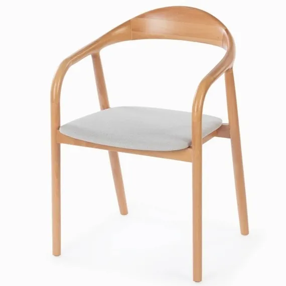 Стул с подлокотниками Esse Soft, бук, светло-серое сиденье