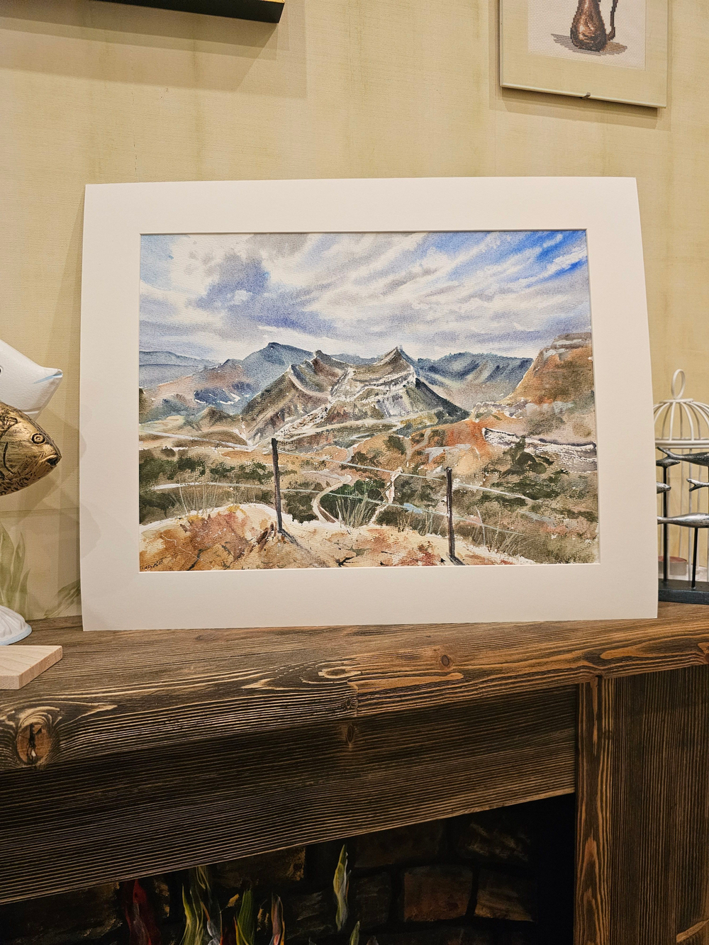 Картина авторская акварельная в паспарту 40х50 см на стену для интерьера "Аул Гуниб. Дагестан"