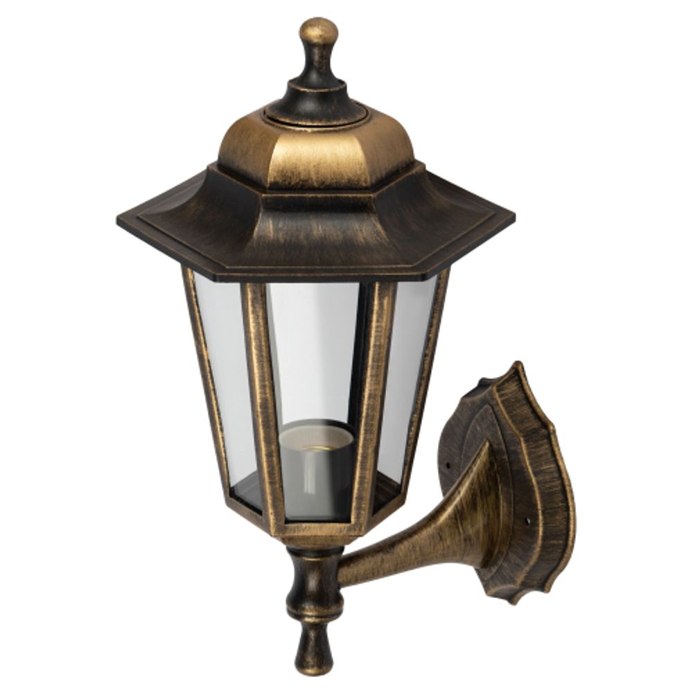 Садово-парковый светильник ЭРА НБУ 06-60-001 бронза 6 гранный настенный IP44 Е27 max60Вт | Садово-парковые светильники