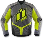 Мотокуртка - ICON OVERLORD (текстиль, серо-салатовая)