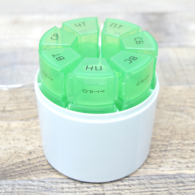 Органайзер для таблеток 7 секций на 4 приема Цилиндр