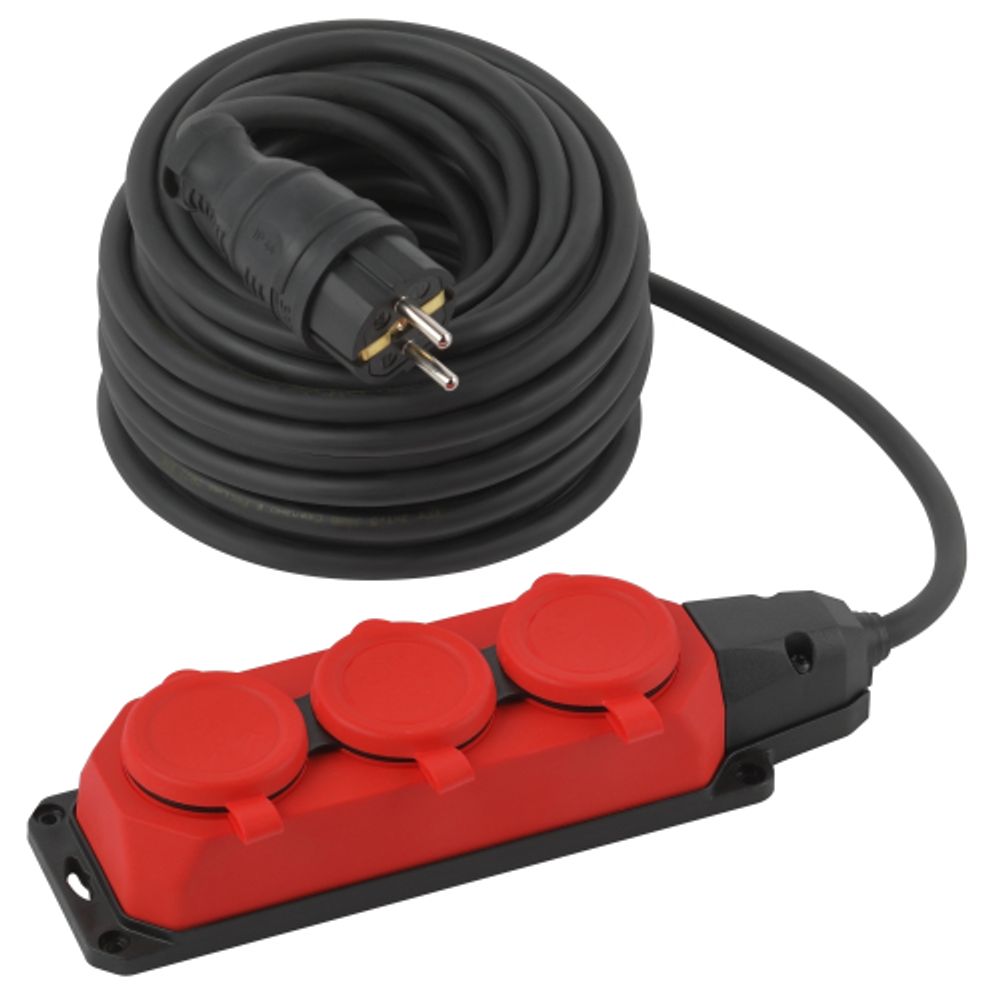 Удлинитель силовой ЭРА UK-3e-3x1,5-20m-IP44(KG) с заземлением 3 розетки каучук 20м КГ 3х1,5мм2 IP44 | Силовые удлинители