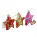 Ёлочные игрушки «Звездочки праздничные» 5см микс цветов (набор 3шт)