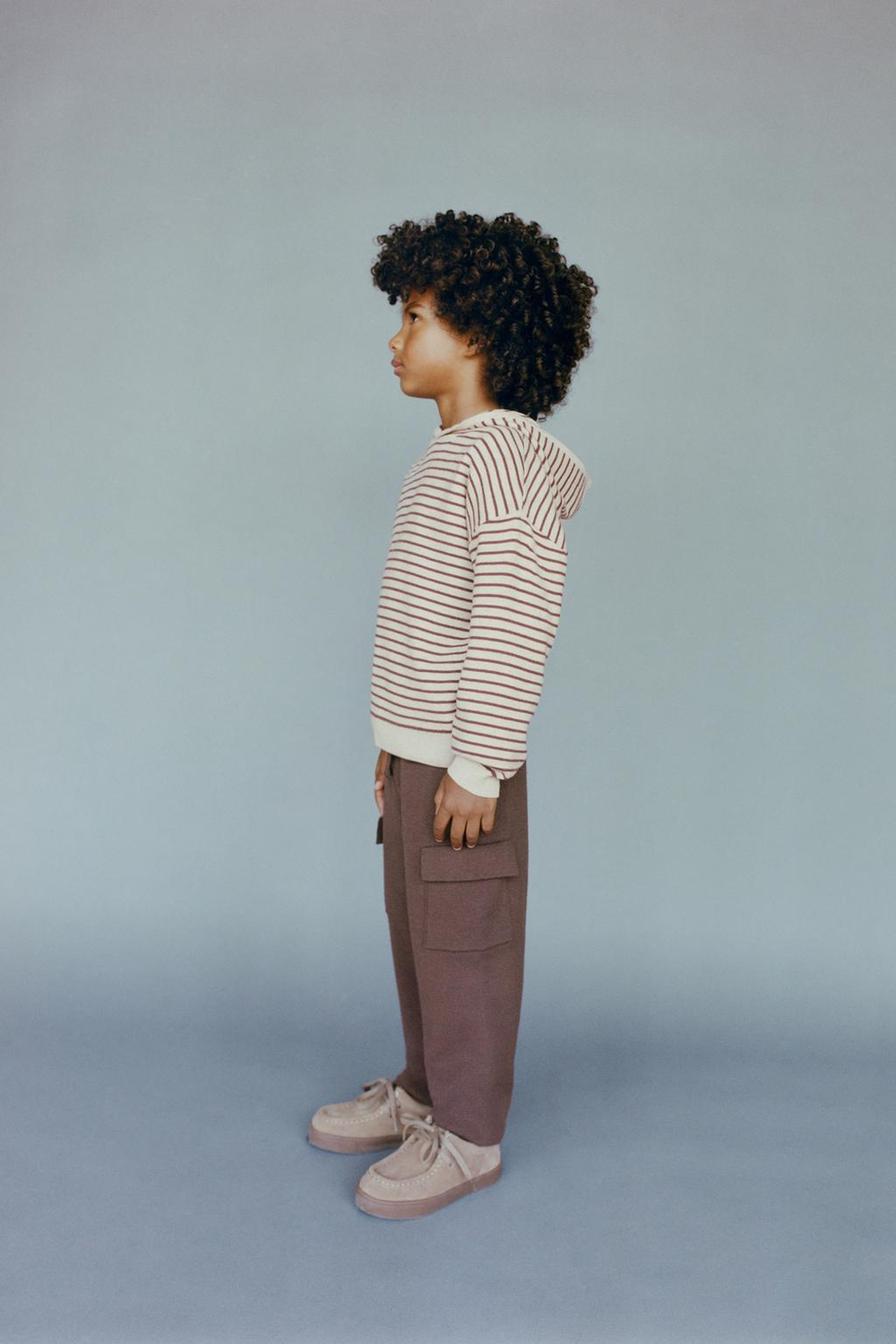 ZARA ТРИКОТАЖНАЯ ТОЛСТОВКА В ПОЛОСКУ, ТЕМНО-КОРИЧНЕВЫЙ