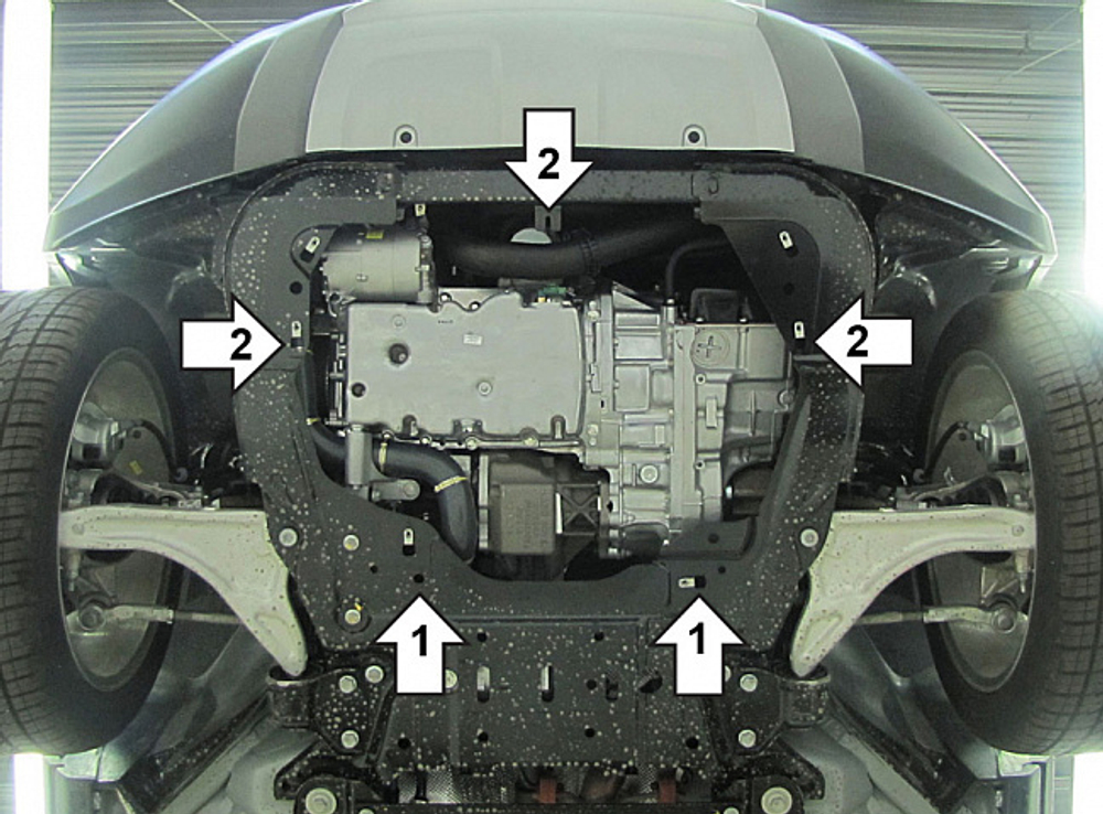 Защита картера Двигателя, КПП. 8 мм, Алюминий. для Land Rover Range Rover Evoque 2011-2019, Land Rover Discovery Sport 2015-2019 MOTODOR.383221