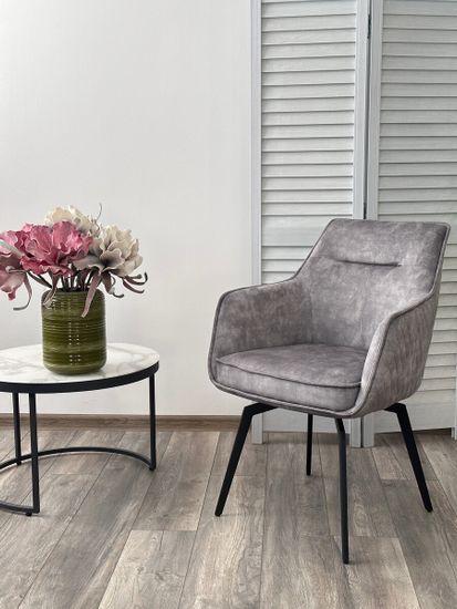 Стул RENLY 180 град. поворот. 7525-180 Серый, велюр / Черный