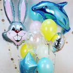 Шар (35"/89 см) Фигура, Заяц, Серебро 1 шт.