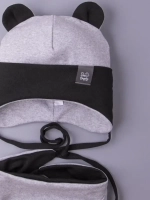 Шапка детская осенняя с ушками и снуд