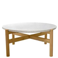 Уличный журнальный столик Talara Ø80х40 см, массив акации, терраццо