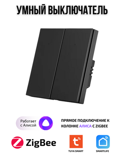 Умный выключатель ZigBee двухклавишный для Алисы