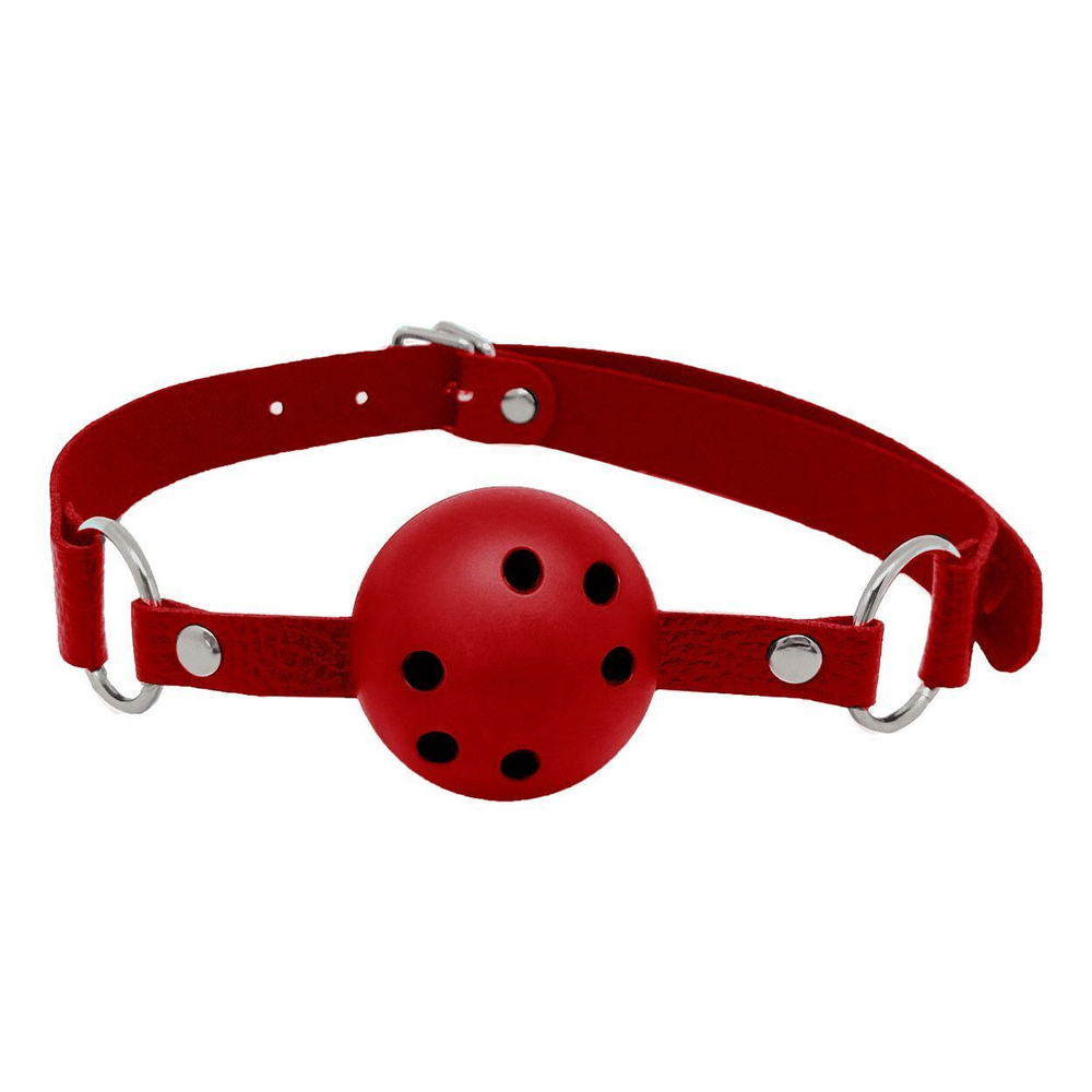 Красный кляп-шар Discretion на регулируемых ремешках (Цвет: красный)