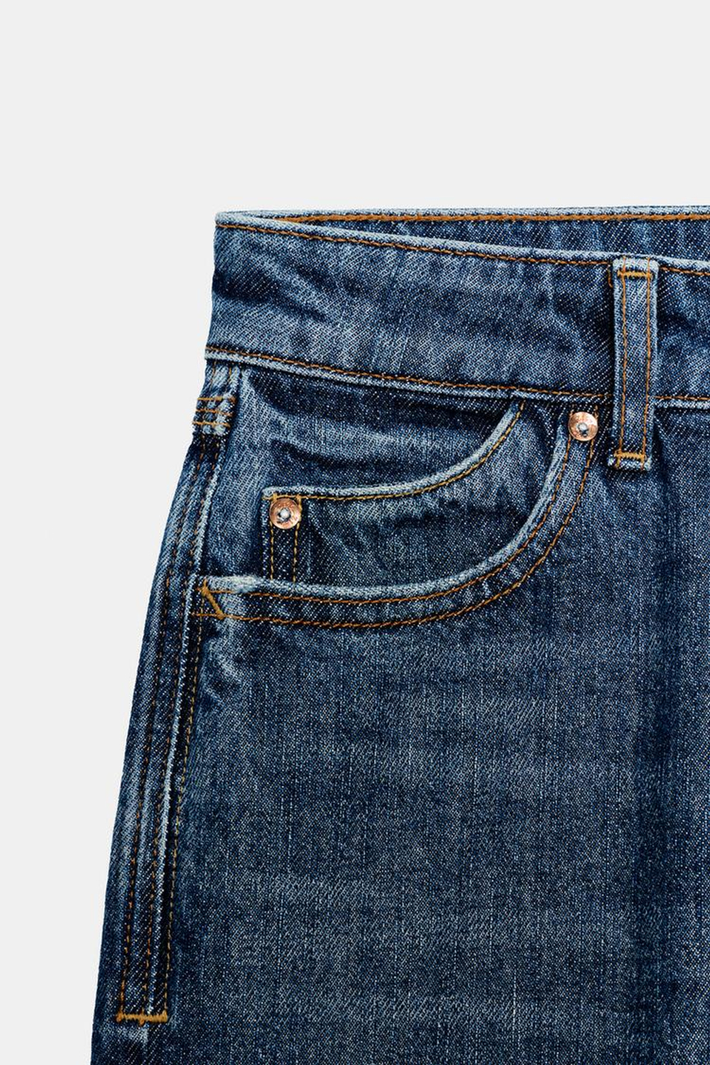 ZARA ДЖИНСЫ Z1975 MOM FIT С ВЫСОКОЙ ПОСАДКОЙ, СИНИЙ
