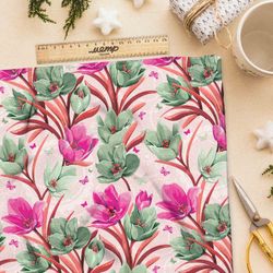 Ткань габардин цветочные расцвет