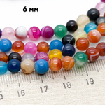 Агат тонированный микс бусины, диаметр 6,2-6,3 мм, цена за 29-30 шт (1/2 нити)