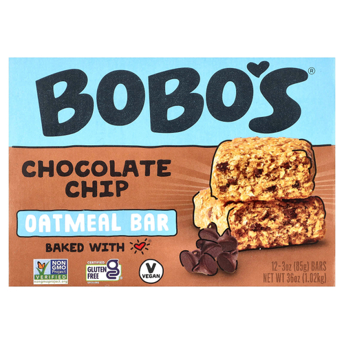 Bobo's Oat Bars, Овсяный батончик, шоколадная крошка, 12 батончиков по 85 г (3 унции)