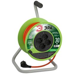 Удлинитель силовой ЭРА RP-4e-3x1.5-30m на пластиковой катушке c заземлением 4 розетки 30м ПВС 3х1,5мм2