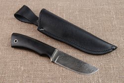 Нож "Гризли", дамасская сталь, рукоять черный граб мореный