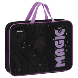 Папка текстильная с ручками 1 отделение, А4 "Purple Magic", 350*265*80мм, текстиль, на молнии, Berlingo