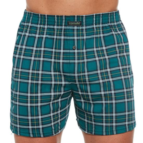 Трусы мужские семейные для больших мужчин Cornette Comfort зелёные в белую клетку 008/273