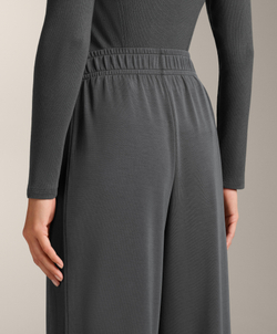 OYSHO Брюки прямого кроя с ребристой отделкой и модала, асфальтовый