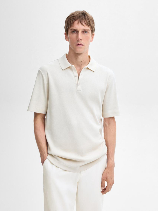 Massimo Dutti Футболка-поло с короткими рукавами, натуральный