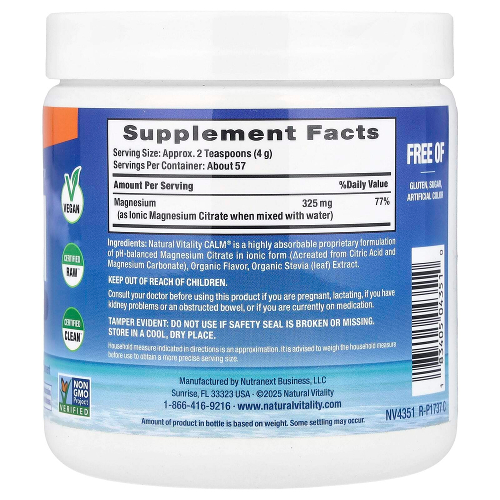 Natural Vitality, CALM®, расслабляющая смесь для приготовления напитка, со вкусом апельсина, 227 г (8 унций)