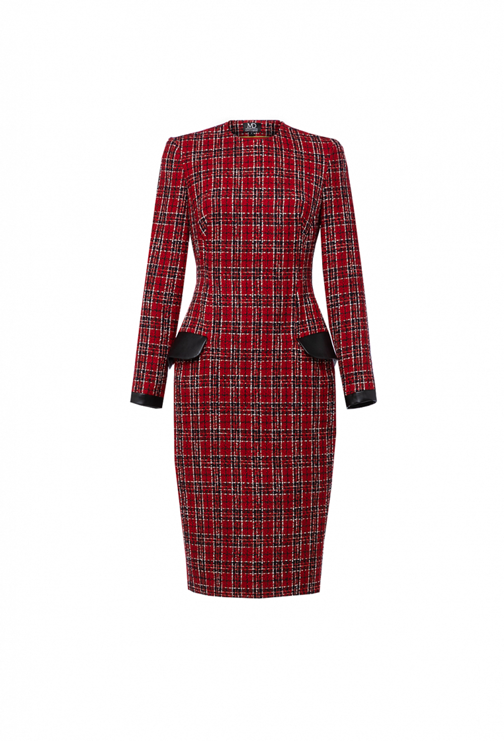 Полуприлегающее твидовое платье в клетку 04-03-23 FW