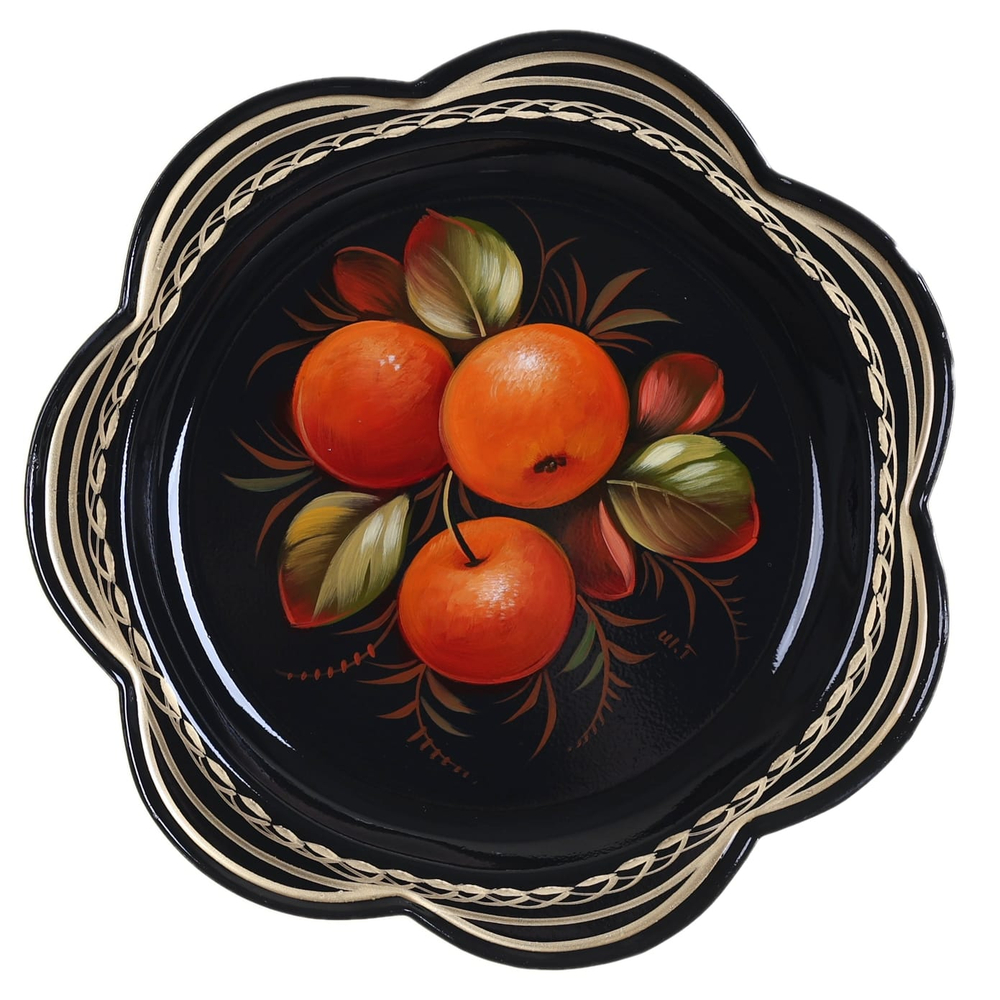 Жостовский поднос декоративный, размер 18 см (A1), металлический