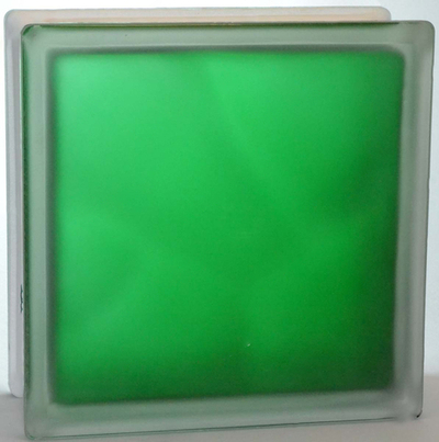 Стеклоблок полуматовый Изумрудный (матовый с одной стороны) Vitrablok  19x19x8 окрашенный изнутри