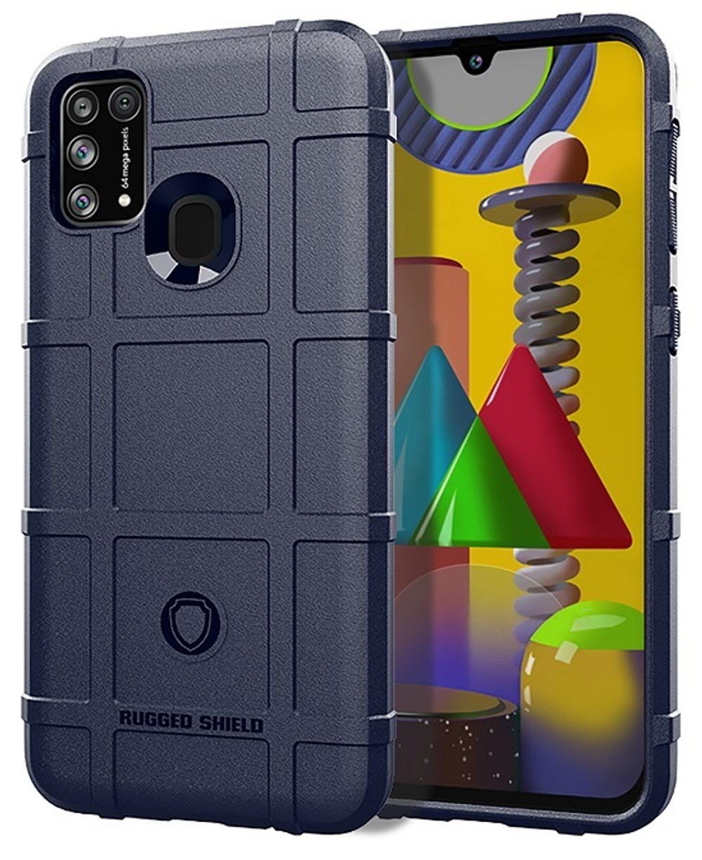 Противоударный чехол синего цвета для Samsung Galaxy M31, серии Armor от Caseport