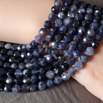 Иолит (кордиерит) природный, шар огранка, 7мм, цена за нить 13 см