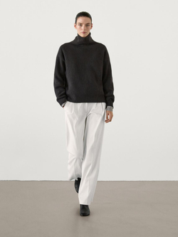 Massimo Dutti Свитер платочной вязки из 100% кашемира, свинцовый