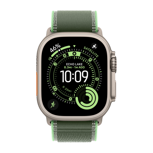 Умные часы Apple Watch Ultra 3 (2025) GPS + Cellular, 49mm, Natural Titanium Case with Green/Neon Trail Loop, M/L