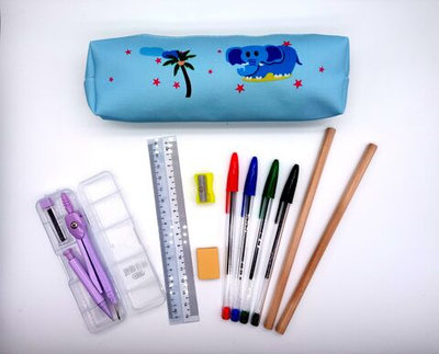 Пенал с наполнением, 11 предметов, сиреневый