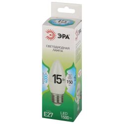 Лампочка светодиодная ЭРА GREEN LINE LED B35-15W-840-E27 GL E27 15 Вт свеча яркий белый свет