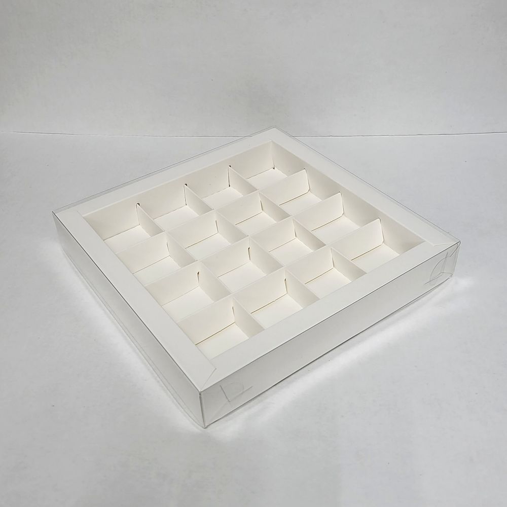 Коробка на 16 конфет ПРЕМИУМ Белая 20*20*3 см (набор 5 шт)
