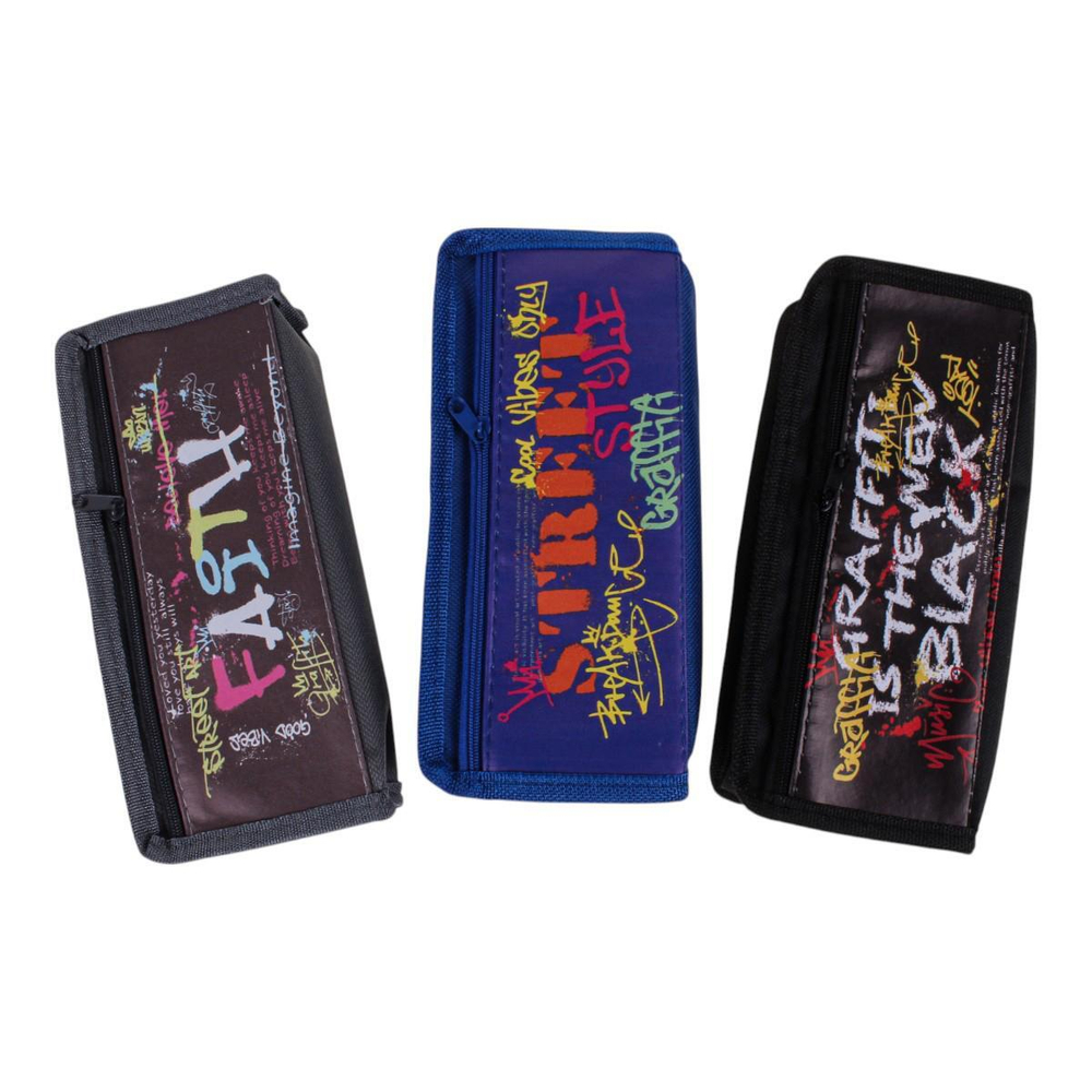 Пенал мягкий 2 отделения "Граффити" черный