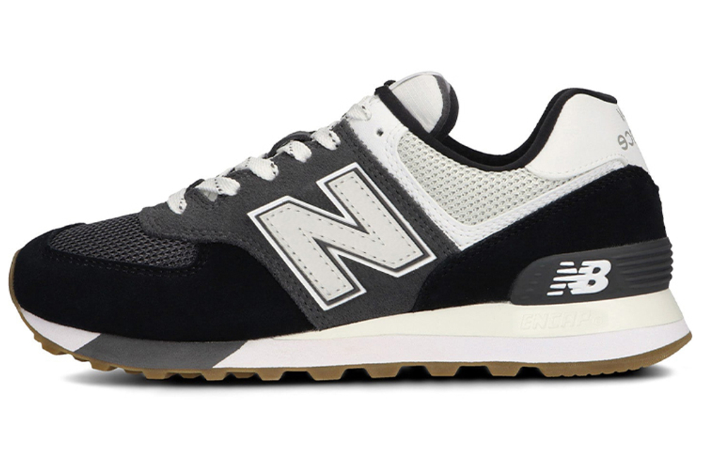 New Balance NB 574 retro mesh leather shock absorption, non-slip, wear-resistant, breathable, lightweight, low-cut casual running shoes, women's black and white