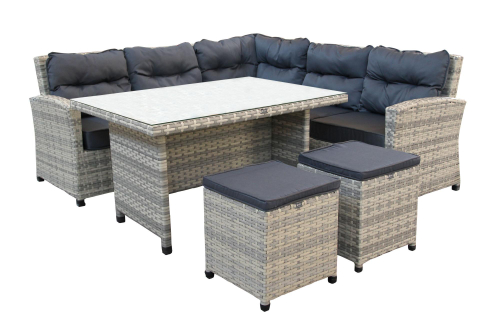 Набор мебели Версаль арт.NEW-7026/2023 серо-белый, серый (ротанг серо-белый, подушки серые, 1 уп) (Т) "Garden story"