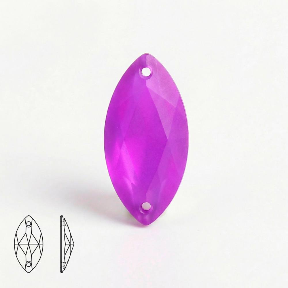 Стеклянные пришивные стразы Navette, цвет Neon Purple