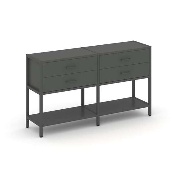 Shelf System Двухсекционный стеллаж двухярусный с ящиками SN.STM-222 Антрацит/Металл Антрацит 1590*4