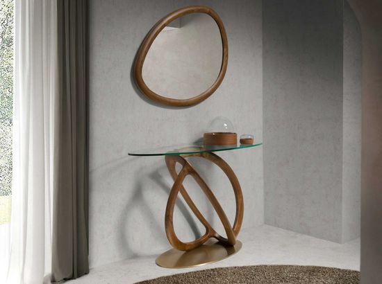 Консоль 3246/CON16171 из закаленного стекла и ореха