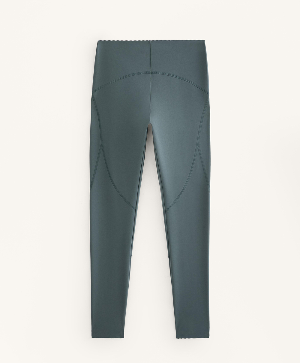 OYSHO Компрессионные легинсы Compressive Basic до щиколотки, длина 65 см, серо-зеленый